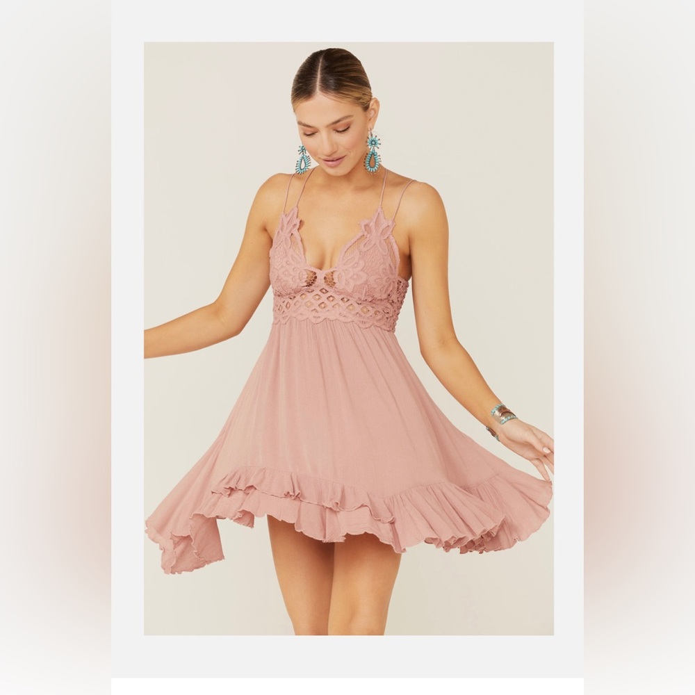 Free People Pink Lace Mini Dress